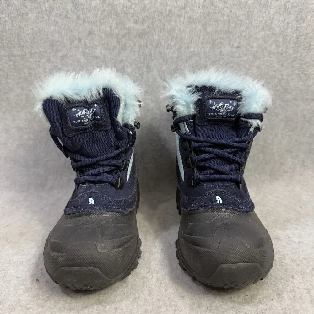 The North Face Kids Boots Size 13 Blue Black Fur Lined Winter Snow Shoes
